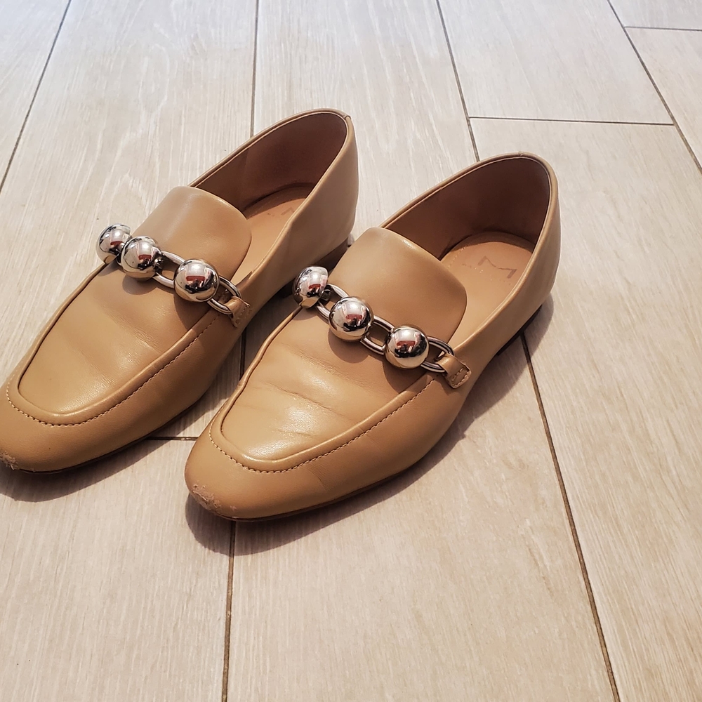 Marc Fisher Tan Loafers with Silver Accents